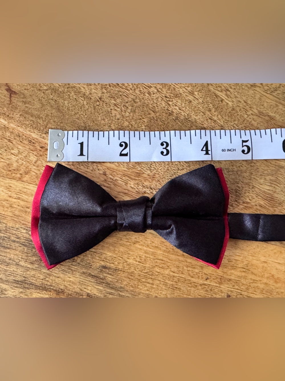 Classic Tuxedo Black Bow Tie with Red Trim - Men's Formal Accessory - Picture 2 of 5